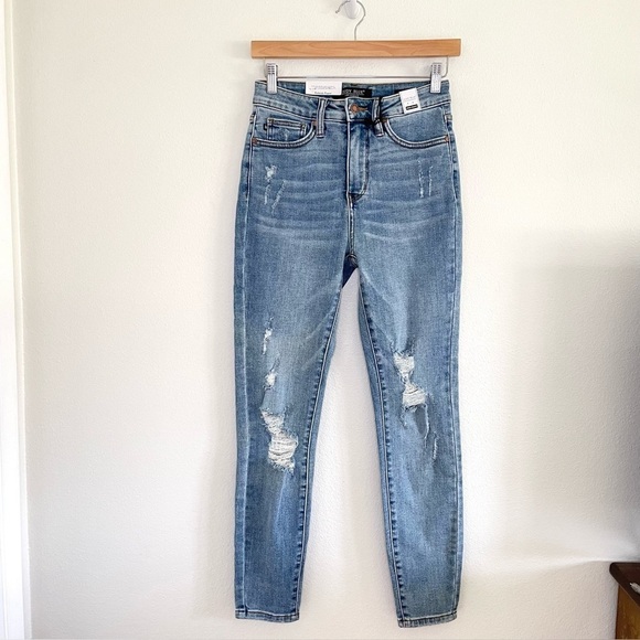 NWT Judy Blue High Waist Control Top Skinny Distressed Stretch Denim Jeans 3/26 - Picture 5 of 16